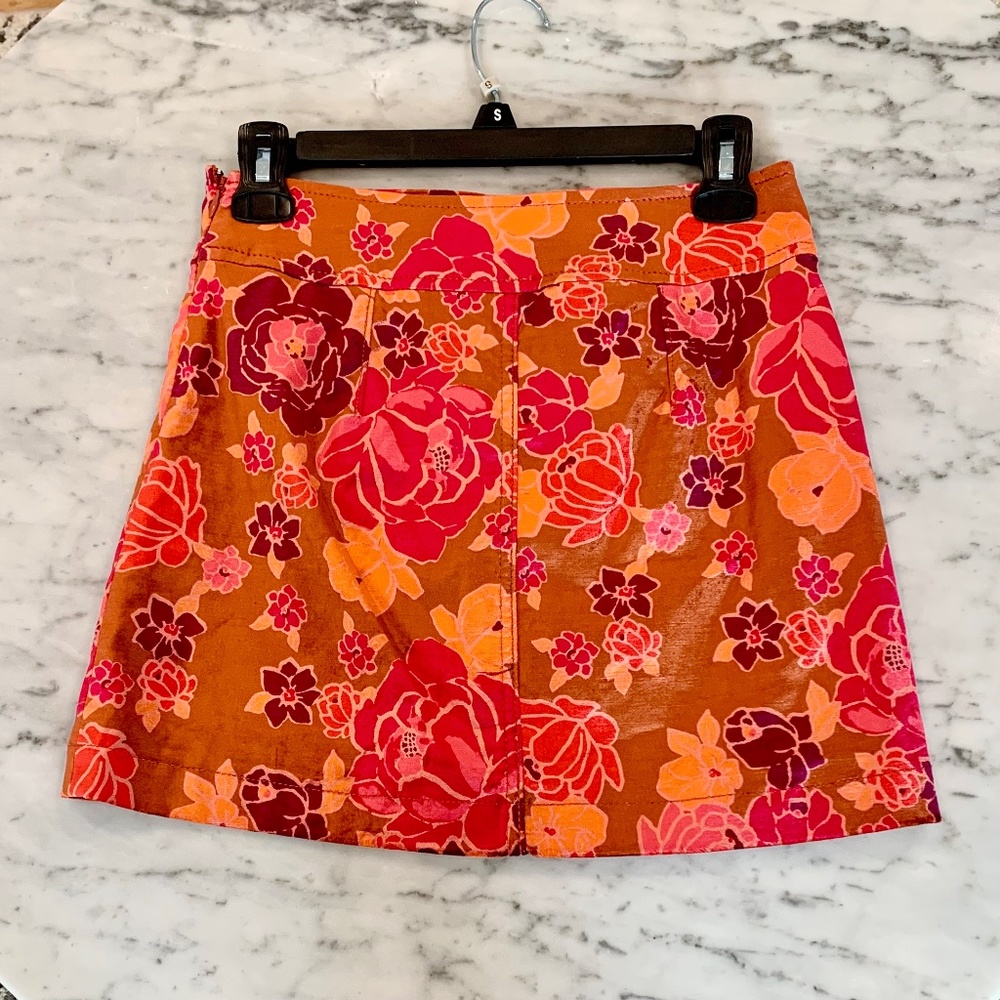 Free People Velvety Floral Mini Skirt